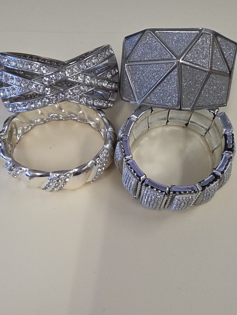 Silver-Tone Crystal Stretch Bracelet Set - Women Jewelry